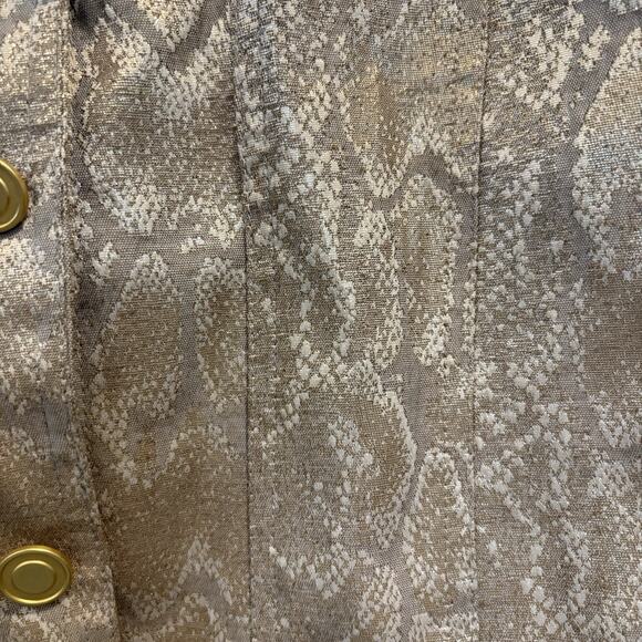 Gold Snakeskin Print Jacket Women 10 Button Classic Preppy Casual Glam Event - Picture 5 of 11
